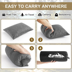 Travel Pillow Compressible Camping Pillow for Sleeping Shredded Memory Foam Pill