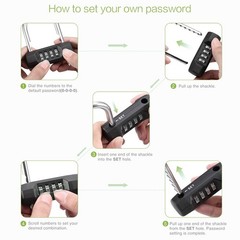 Combination Padlock, 4 Digit Resettable Combo Lock with Adjustable Shackle, G…