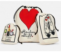 Brighton Pretty Stuff Spring 3 Piece Travel Set Drawstring Canvas MSRP $50 NWT
