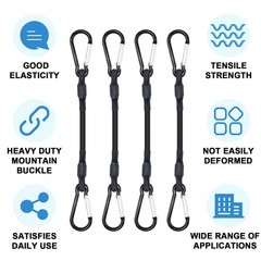 SDTC Tech 8IN Mini Short Bungee Cords with Carabiner Hooks Heavy Duty Elastic Ti