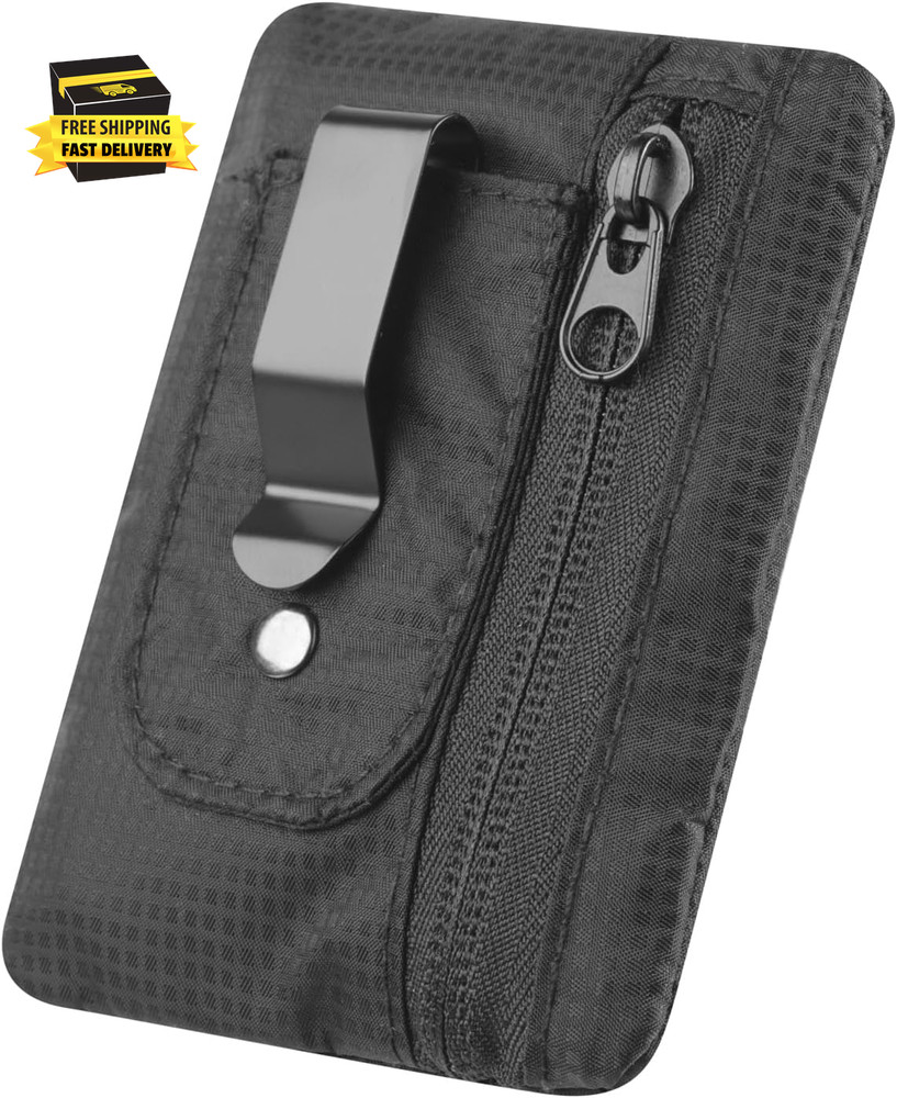 RFID Blocking Clip Stash Pocket, Compact Hidden Travel Belt Wallet for Cards & C