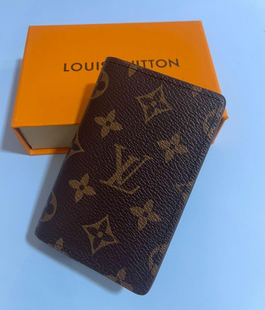 LV Louis Vuitton Pocket Organizer Monogram Eclipse Brown with box.