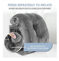 inflatable travel pillow for airplane desk napping soft velvet gray