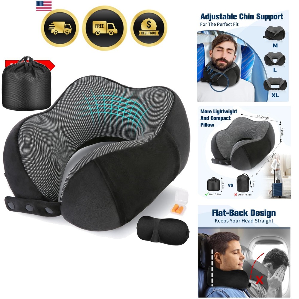 Neck Pillow for Traveling, Travel Pillows for Airplanes,100% Pure Memory Foam…