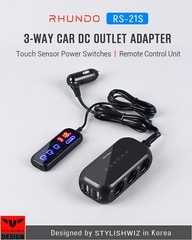RS-21S 3-way Car Cigarette Lighter Splitter/Adapter/Charger + 2 USB 3.4Amp, w…
