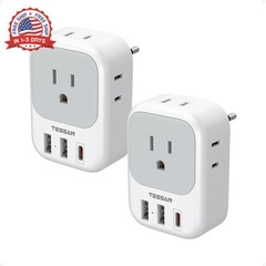 4 Outlet 3 USB C Power Adapter for Europe Travel Italy Spain France Germany