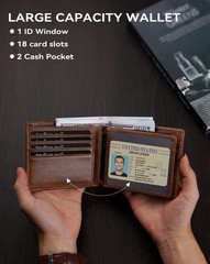 Swallowmall Mens Wallet Rfid Blocking Leather Wallet for Men Bifold Wallets w…