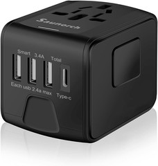 5 in 1 International Travel Adapter for 200+ Countries with Blazing USB Charging