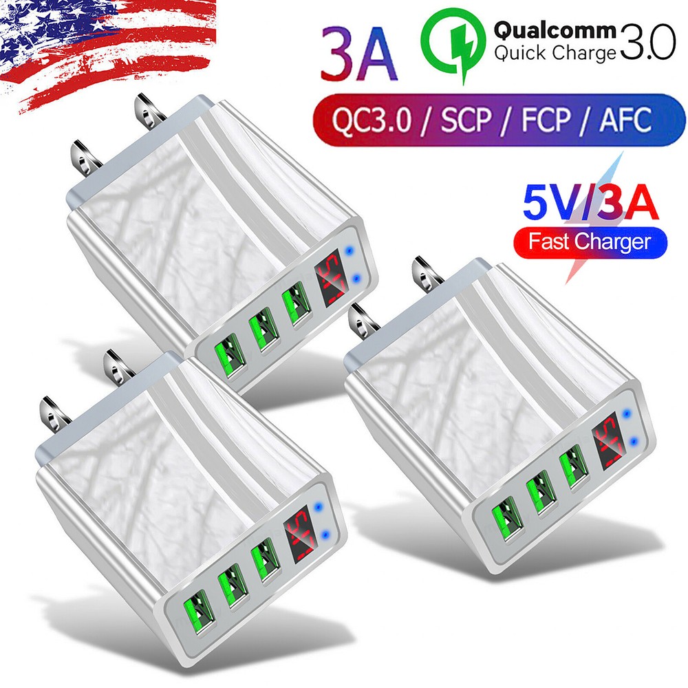 3PACK 3 Port Fast QC3.0 Quick Charge USB Hub Wall Charger Power Adapter US Plug