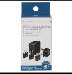 Protege 6-Piece Travel Electrical Power AC Plug Adapter and Converter Set