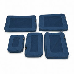 NOBL Blue Packing Cubes Set of 5 Mesh Zipper Travel Luggage Organizers