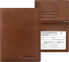 Unisex Leather RFID Blocking Vacation Passport Organizer, Red Brown | Top-Grain