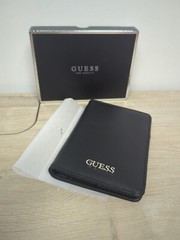Guess Elite Passport Case Holder Leather One Size Black- NEW Open Box