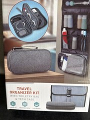 Bella Russo Travel Organizer Kit Set Hanging Toiletry Bag & Zippered Tech Case