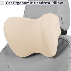 Car Headrest Pillow Car Seat Headrest Milk Silk Fabric/Memory Foam Beige 1 Set