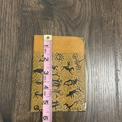 Leather Embossed /Painted Passport Cover Ancient Cave Drawings Made In Mongolia