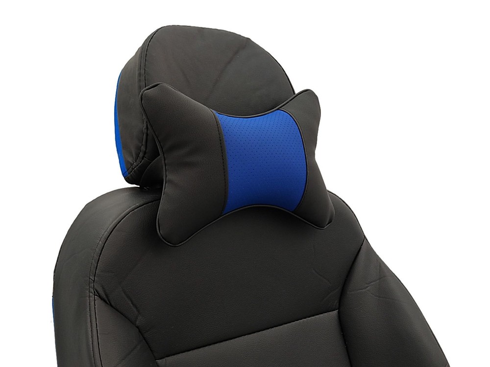 yuhuru Car Neck Pillows Both Side Pu Leather 2pieces Pack Headrest Blue