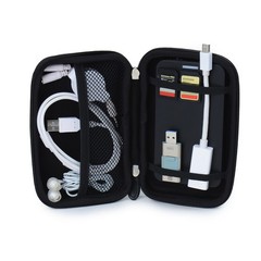 Travel Tech Organizer Pouch Black – Power Bank, Charger, USB Cables, Earbuds