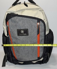 J Is For Jeep Backpack/ Diaper Bag Grey/Red/Tan Many Zipper Pockets