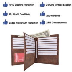 MARSHAL Bifold Leather RFID Blocking Wallet For Men & Women | Genuine Leather…