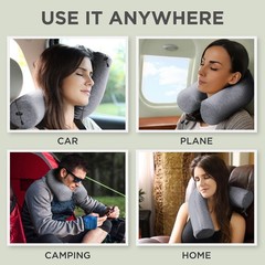 Dot&Dot Twist Memory Foam Travel Pillow for Airplanes – Travel Neck Pillow fo…