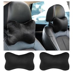 YGDMD 2PCS Car Headrest Pillow,Soft & 11.02×7.48×2.11 inch, Black/2pcs