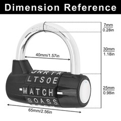 Gym Locker Lock 5 Letter Word Lock Safety Padlock Combination Lock for School