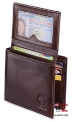 Top Grain Leather Wallet for Men, RFID Blocking Bifold Wallet with Coffee Brown