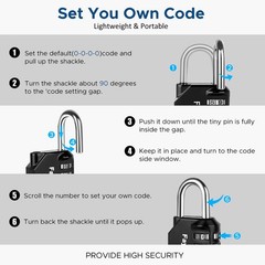 Combination Lock, 4 Digit Combination Padlock for School Gym Sports Locker, F…