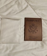 Brown Synthetic Leather Wallet Organizer with Clear Window