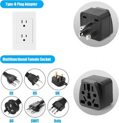 2 Pack US Travel Plug Adapter, Eu,Au,Uk,Cn,To Usa(Type B),Grounded 3 Prong for U