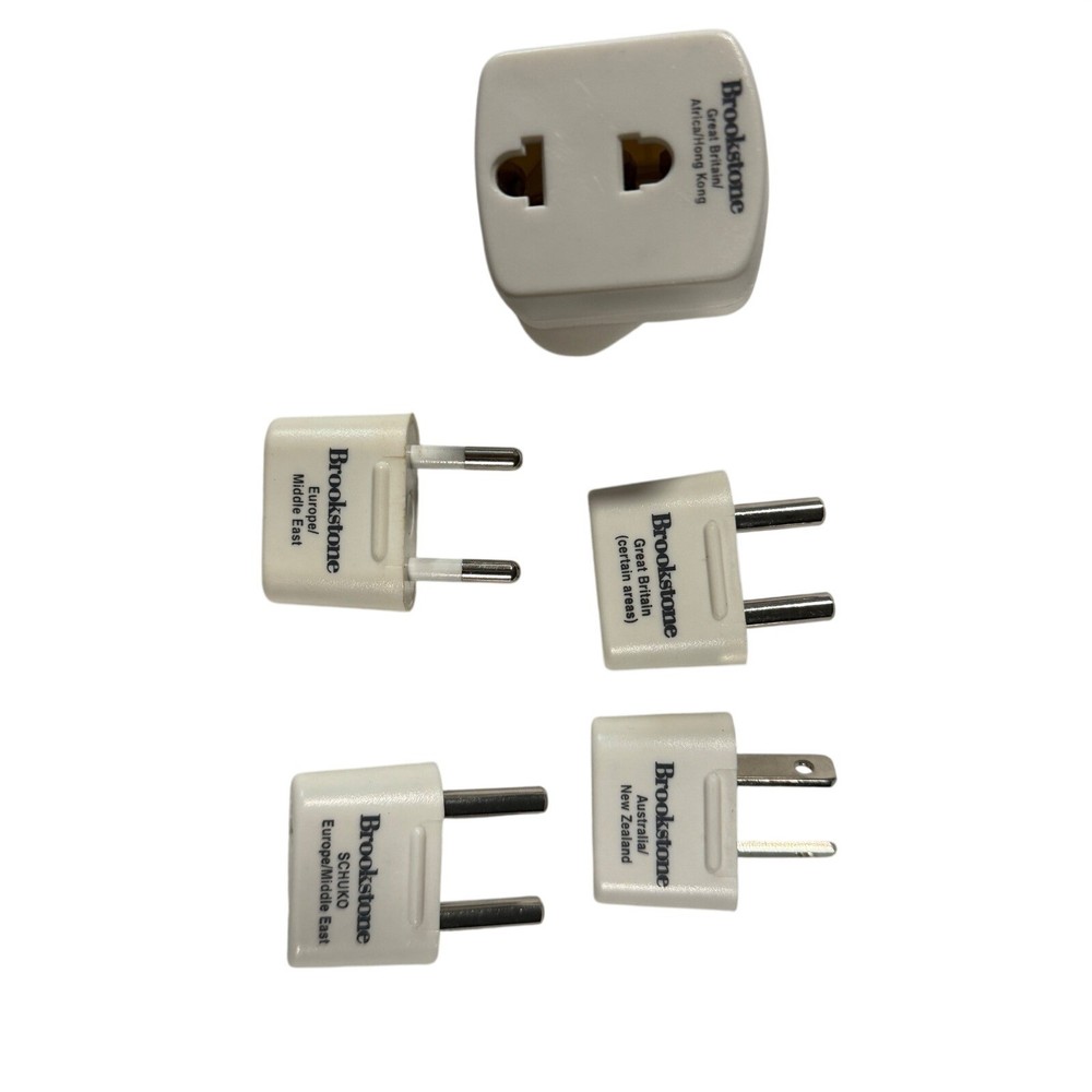 Brookstone International Travel Power Adapter Set 5 Piece with Case White Black