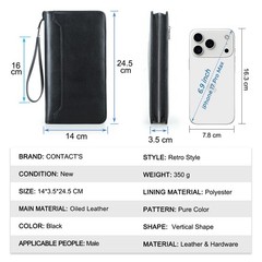 Genuine Leather Family Travel Passport Holder RFID Blocking