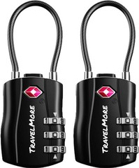 2 Pack TSA Approved Travel Combination Cable Luggage Locks for Suitcases & Backp