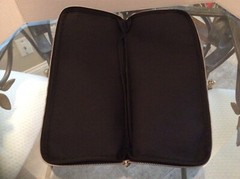 BALLY Black Nylon Travel Toiletry Pouch Make Up Cosmetic Case Clutch Tie Case