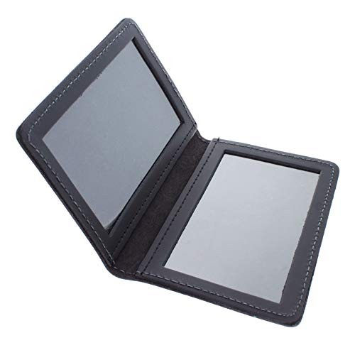 Leather Bifold Minimalist Double ID Card Credential Holder () Smooth Black