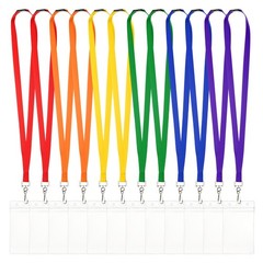 12Pack Lanyards for ID Badges, Lanyards for Keys, Multicolor