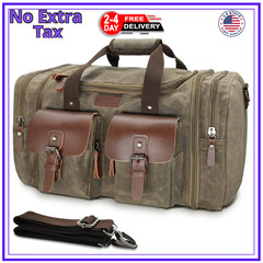 Waxed Canvas Duffle Bag – 50L Waterproof Weekender Overnight Travel Bag