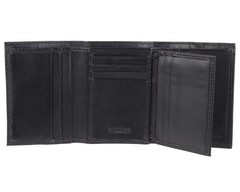 Kenneth Cole REACTION Men’s RFID Slim Leather Trifold Wallet, Black Plaque, O…
