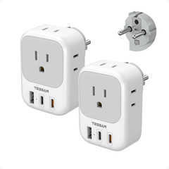 Type E F Travel Plug Adapter PD 20W, 7 in 1 Germany France Power Adaptor with 4