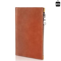 Compact Brown Travel Wallet: Durable Leather Passport Holder with Zipper Pocket
