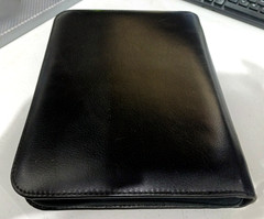 Executives Black PU Leather Handheld Carry Organizer Pouch Portfolio Concealed