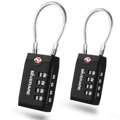2 Pack TSA Approved Travel Luggage Locks, 4-Digit Cable Combination Suitcase Lo