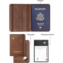 RFID Passport Holder AirTag Compatible Slim Travel Wallet PU Leather Case New
