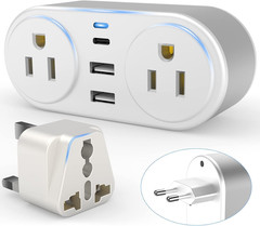 European Travel Plug Adapter for Europe & UK, International Power Plug with 2…