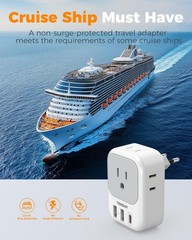 2 Pack European Travel Plug Adapter, 4 Outlets & 3 USB Ports, Type C Converter f