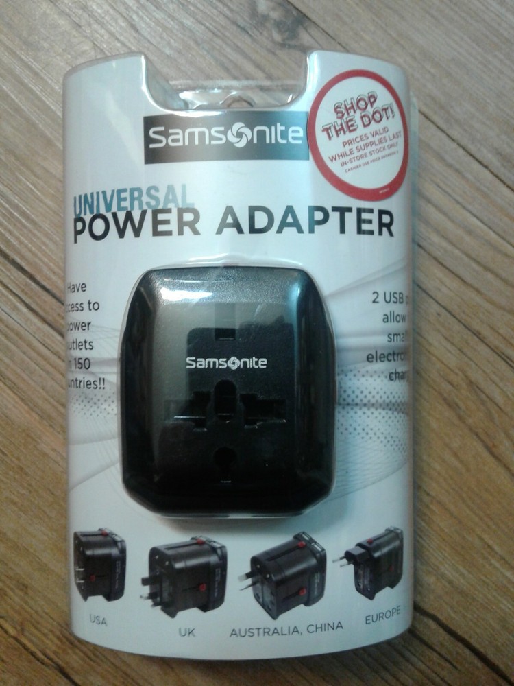 Samsonite Universal Power Adapter (2 USB Ports), New!