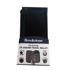 Brookstone RFID Blocking Zip Around Travel Wallet Passport Organizer Black NWT