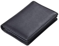 Easyoulife RFID Genuine Leather Bifold ID/Business Credit Card Case Black