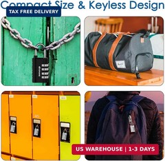 4 Pack Combination Lock, 4-Digit Padlock Keyless, Resettable Metal Luggage Locks